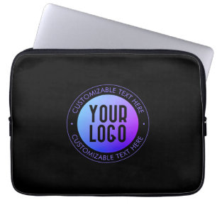 Uw Logo & Modern blauw & Paarse Ombre Gradient Laptop Sleeve