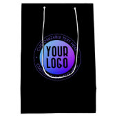 Uw Logo & Modern Blauw & Paarse Ombre Gradiënt Medium Cadeauzakje (Achterkant)