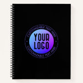 Uw Logo & Modern blauw & Paarse Ombre Gradient Notitieboek (Voorkant)