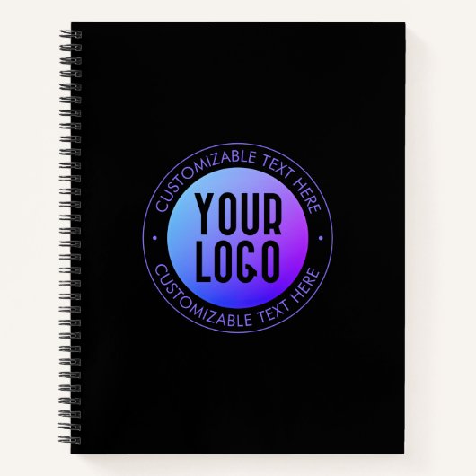 Uw Logo & Modern blauw & Paarse Ombre Gradient Notitieboek (Voorkant)