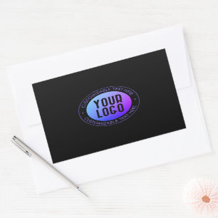 Uw Logo & Modern blauw & Paarse Ombre Gradient Rechthoekige Sticker
