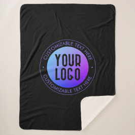 Uw Logo & Modern blauw & Paarse Ombre Gradient Sherpa Deken