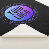 Uw Logo & Modern blauw & Paarse Ombre Gradient Sherpa Deken (3/4)