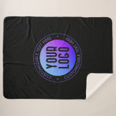 Uw Logo & Modern blauw & Paarse Ombre Gradient Sherpa Deken (Voorkant (horizontaal))