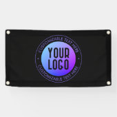 Uw Logo & Modern blauw & Paarse Ombre Gradient Spandoek (Horizontaal)