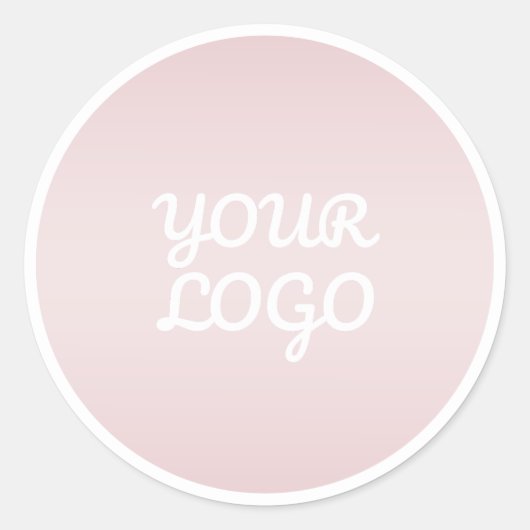Uw Logo & Modern Blush Roze Ombre Witte Rand Ronde Sticker (Voorkant)