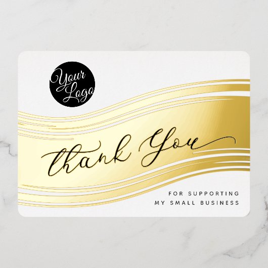 Uw Logo Modern Dankjewel Echt Folie Kortenkaart Folie Feestdagenkaart (Voorkant)