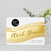 Uw Logo Modern Dankjewel Echt Folie Kortenkaart Folie Feestdagenkaart (Staand Voorkant)