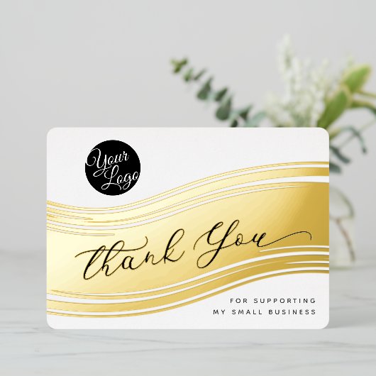 Uw Logo Modern Dankjewel Echt Folie Kortenkaart Folie Feestdagenkaart (Staand Voorkant)