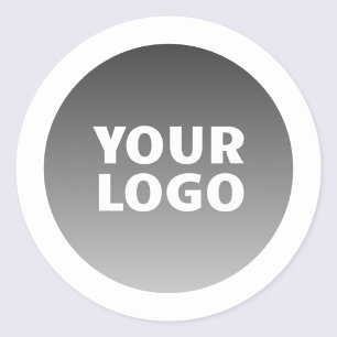 Uw Logo & Modern Donkergrijs Ombre Wit Rand Ronde Sticker