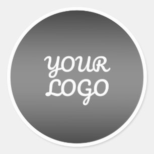 Uw Logo & Modern Donkergrijs Ombre Wit Rand Ronde Sticker