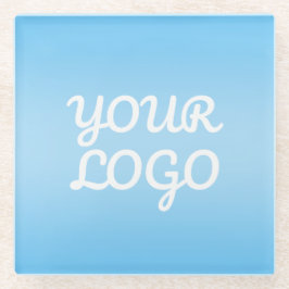 Uw Logo & Modern Eenvoudig Ombre | Lichtblauw Glazen Onderzetter