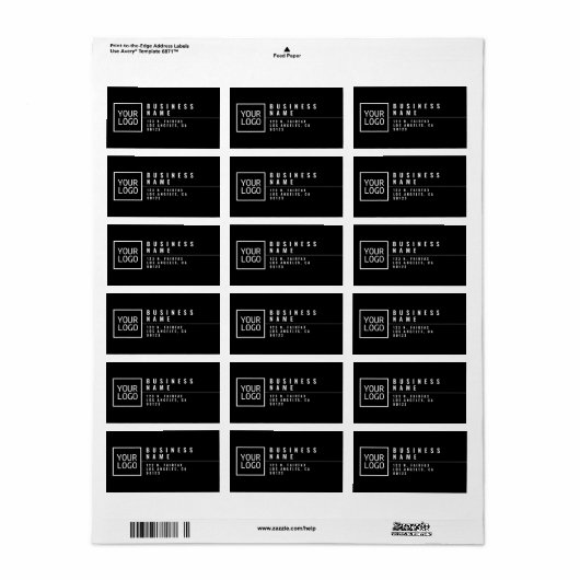 Uw Logo Modern gestileerd zwart retouradres Etiket (Full Sheet)