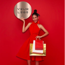 Uw Logo Modern Metallic Minimalism Online Roos Ronde Sticker