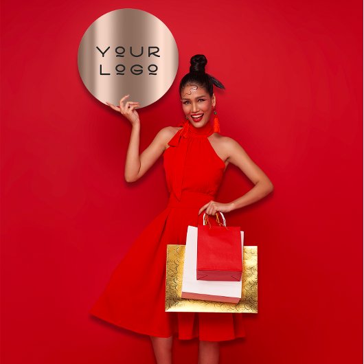 Uw Logo Modern Metallic Minimalism Online Roos Ronde Sticker