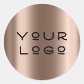Uw Logo Modern Metallic Minimalism Online Roos Ronde Sticker (Voorkant)