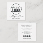 Uw Logo Modern Minimale Eenvoudige Witte Vierkant Vierkante Visitekaartje (Voorkant / Achterkant)