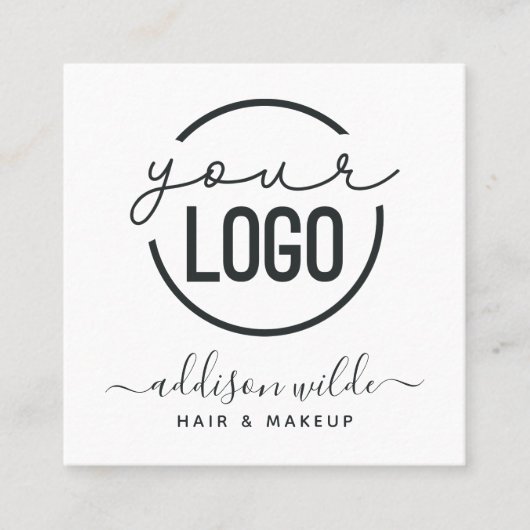 Uw Logo Modern Minimale Eenvoudige Witte Vierkant Vierkante Visitekaartje (Voorkant)