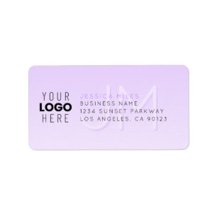 Uw Logo & Modern Paarse Ombre Retouradres Etiket