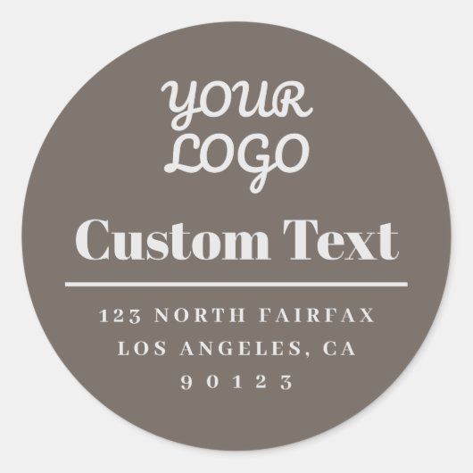 Uw Logo Modern retouradres Beige & Lichtgrijs Ronde Sticker (Voorkant)