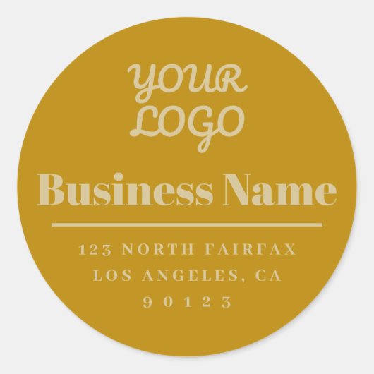 Uw Logo Modern retouradres Donker & Licht Goud Ronde Sticker (Voorkant)