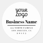 Uw Logo Modern retouradres Wit & Zwart Ronde Sticker (Voorkant)
