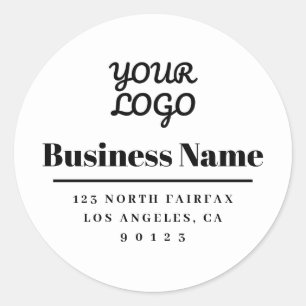 Uw Logo Modern retouradres Wit & Zwart Ronde Sticker