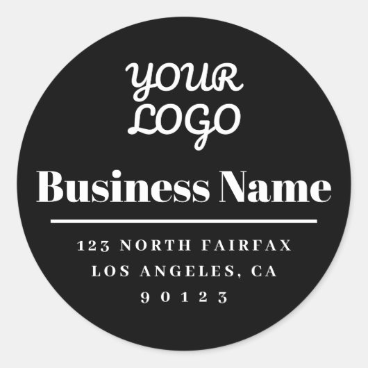 Uw Logo Modern Retouradres Zwart & Wit Ronde Sticker (Voorkant)