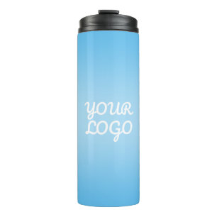 Uw Logo & Modern Sober Ombre   Lichtblauw Thermosbeker