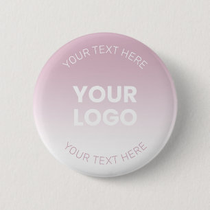 Uw Logo Modern Stof Roze & Witte Ombre Ronde Button 5,7 Cm