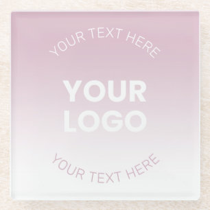 Uw Logo Modern Stoffig Roze & Wit Ombre Glazen Onderzetter