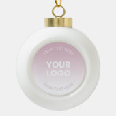 Uw Logo | Modern Stoffig Roze & Wit Ombre Keramische Bal Ornament (Voorkant)