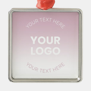 Uw Logo   Modern Stoffig Roze & Wit Ombre Metalen Ornament