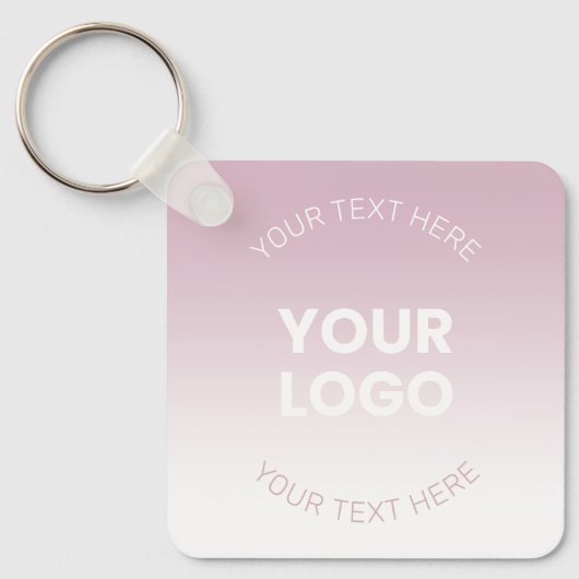 Uw Logo | Modern Stoffig Roze & Wit Ombre Sleutelhanger (Voorkant)