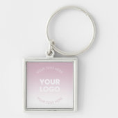 Uw Logo | Modern Stoffig Roze & Wit Ombre Sleutelhanger (Voorkant)