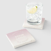 Uw Logo | Modern Stoffig Roze & Wit Ombre Stenen Onderzetter (Zijkant)