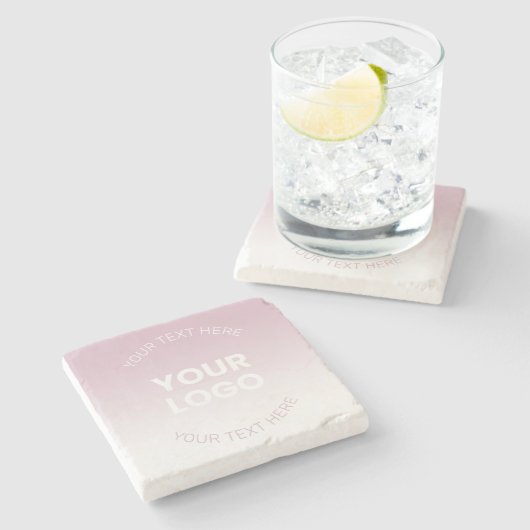 Uw Logo | Modern Stoffig Roze & Wit Ombre Stenen Onderzetter (Zijkant)