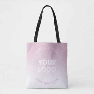 Uw Logo Modern Stoffig Roze & Wit Ombre Tote Bag
