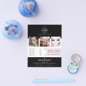 Uw Logo Modern Zwart Roze Schoonheidssalon Promo Flyer (Enkel)