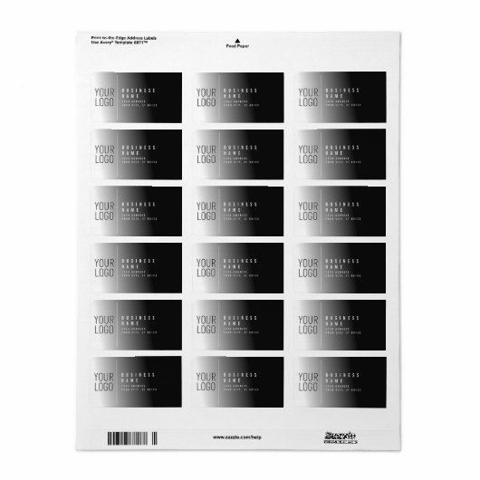 Uw Logo | Modern zwart-wit retouradres Etiket (Full Sheet)