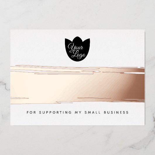 Uw Logo Moderne Bedankt Echte Folie Kortingkaart Folie Feestdagenkaart (Voorkant)