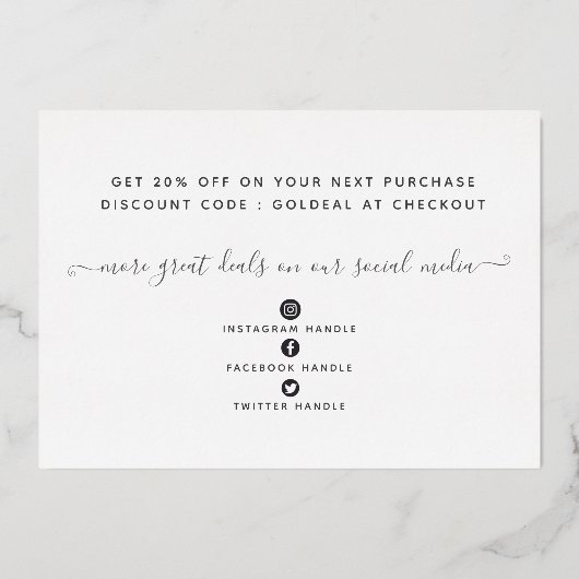 Uw Logo Moderne Bedankt Echte Folie Kortingkaart Folie Feestdagenkaart (Achterkant)