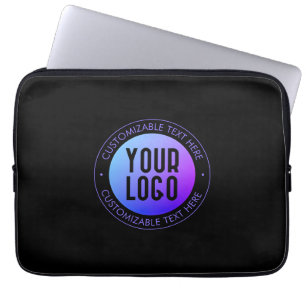 Uw logo & moderne blauwe & paarse ombre-gradiënt laptop sleeve