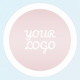 Uw logo & moderne blush roze ombre witte rand ronde sticker