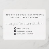 Uw Logo moderne Dank u Echte Kaart van de Korting (Achterkant)