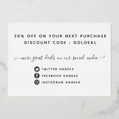 Uw Logo Moderne Dank U Kaart Echte Folie Korting (Achterkant)