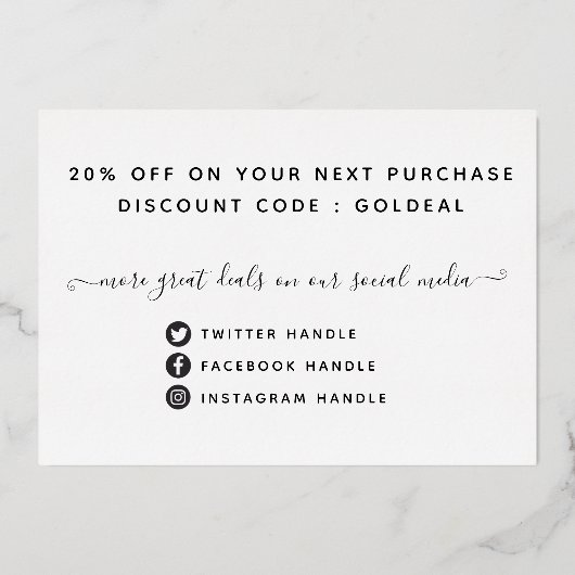 Uw Logo Moderne Dank U Kaart Echte Folie Korting (Achterkant)