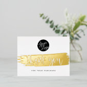 Uw Logo Moderne Roze Gouden Bedankkaart Kortingkaa Folie Feestdagen Briefkaart (Staand Voorkant)