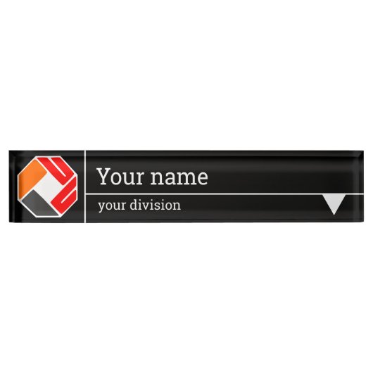 Uw logo, naam en indeling - zwarte achtergrond naambordje (Voorkant)