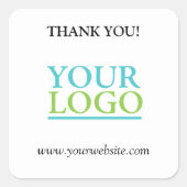 Uw logo, naam en website promo, wit vierkante sticker (Voorkant)